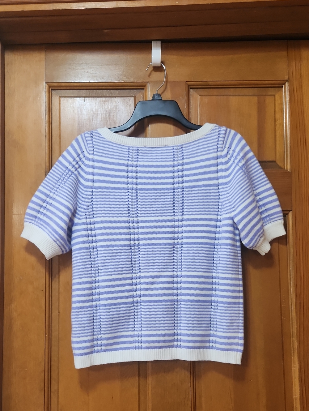 Ann Taylor Purple/White Short Sleeved Sweater, Women's Size Medium, EUC - Picture 2 of 4
